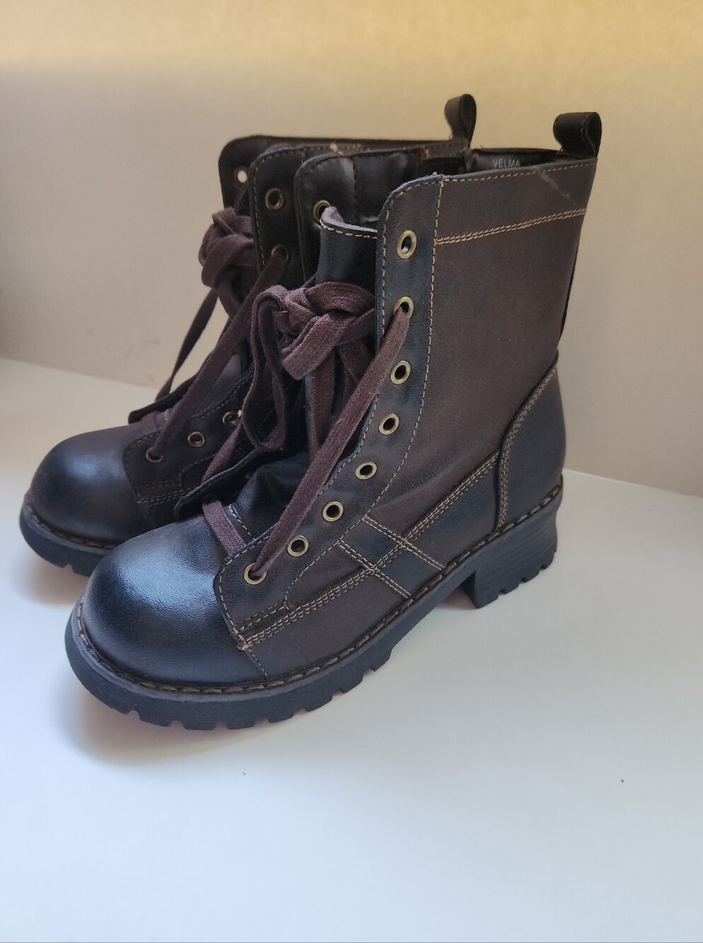 Vintage Mudd Velma Womens Size 6 Shoes Brown Chunky Side Zip Combat Boots New